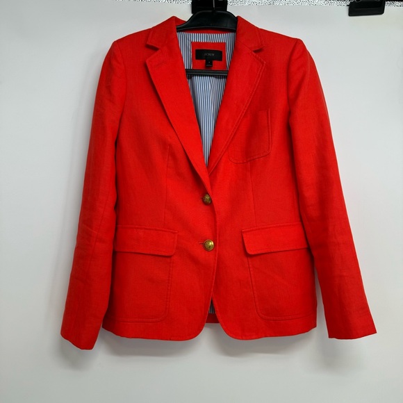 J.CREW RHODES BLAZER Size 8 Fiery Sunset IN LINEN E9766 - Picture 3 of 16